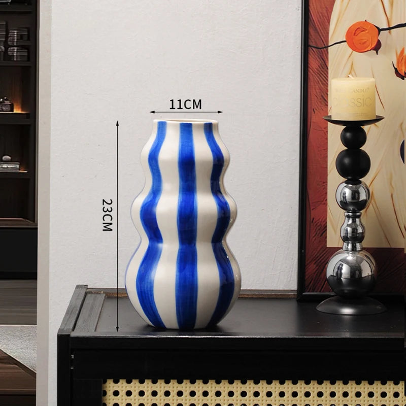 Striped Bud Vase - Vibrant Multi-Tone Ceramic Centerpiece