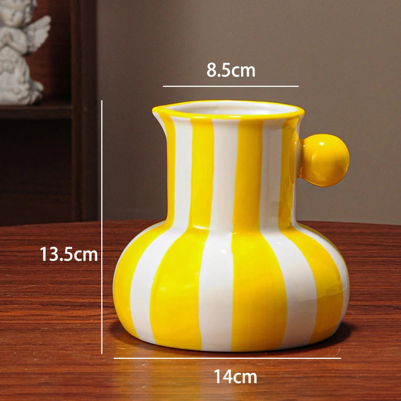 Striped Bud Vase - Vibrant Multi-Tone Ceramic Centerpiece
