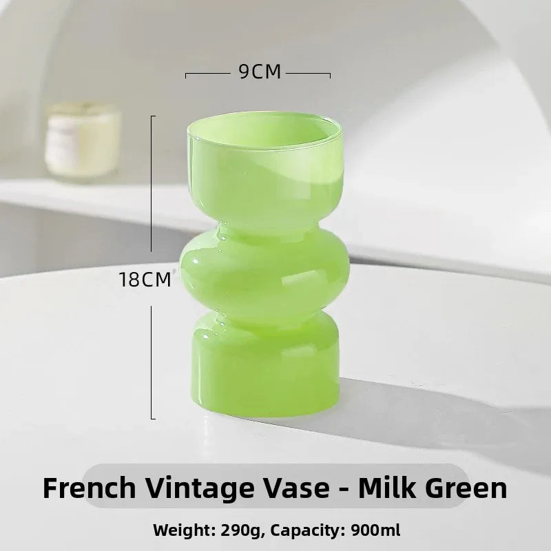 Nordic Fluted Glass Vase – Minimalist Ribbed Centerpiece