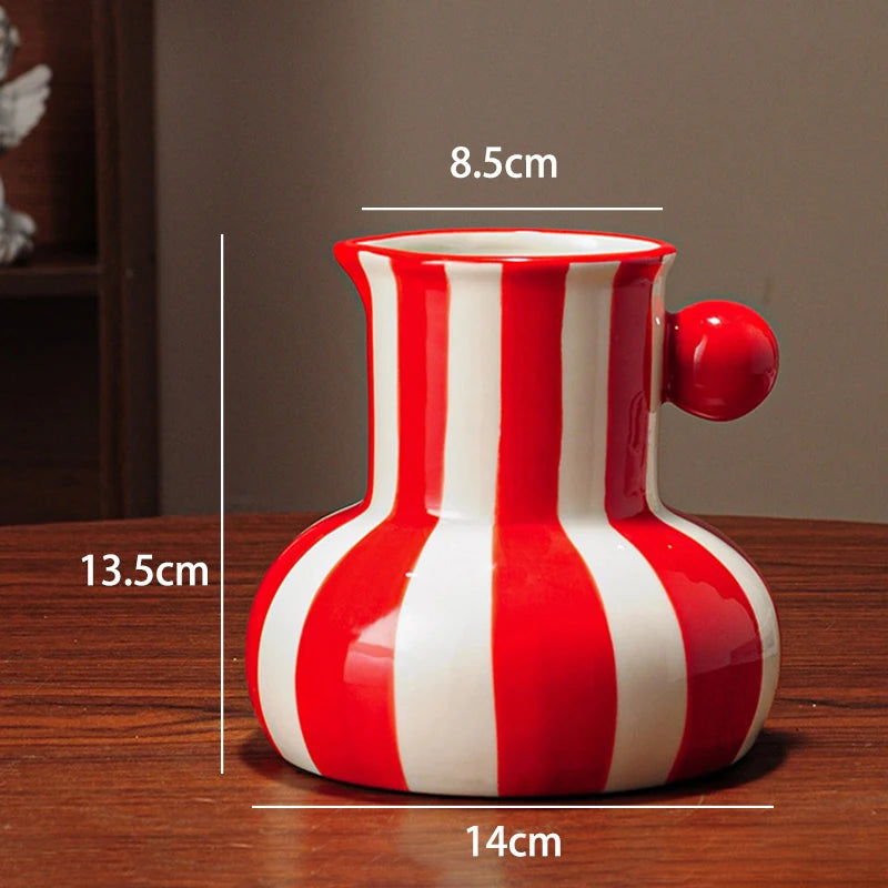 Striped Bud Vase - Vibrant Multi-Tone Ceramic Centerpiece