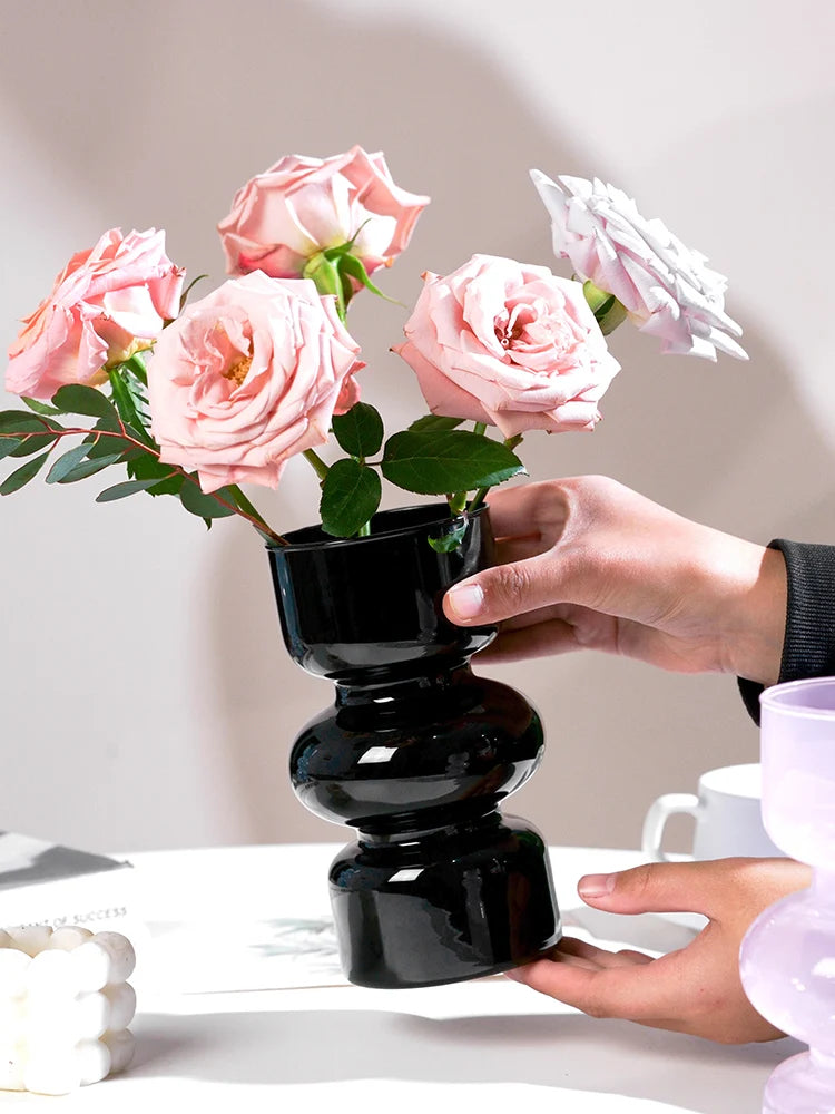 Nordic Fluted Glass Vase – Minimalist Ribbed Centerpiece