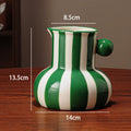 Striped Bud Vase - Vibrant Multi-Tone Ceramic Centerpiece