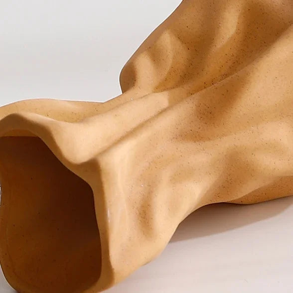 Modern Paper Bag Ceramic Vessel