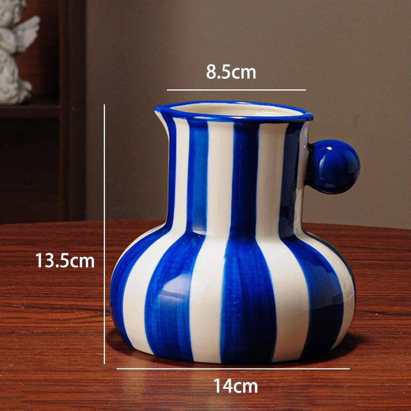 Striped Bud Vase - Vibrant Multi-Tone Ceramic Centerpiece