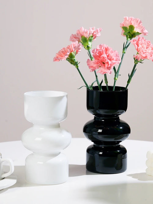 Nordic Fluted Glass Vase – Minimalist Ribbed Centerpiece